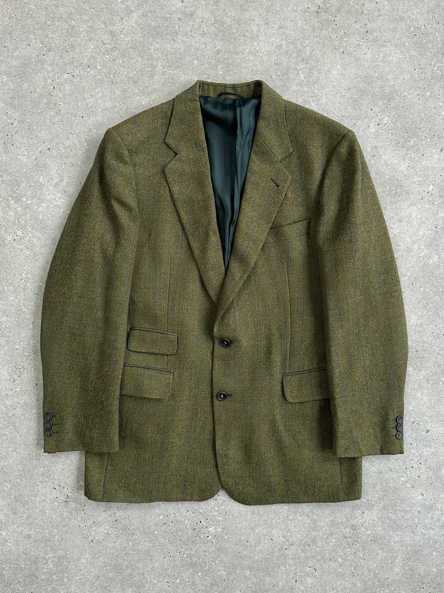 Burberry 1980s Tweed Check Alpaca Wool Single Breasted Check Blazer - 42R/L