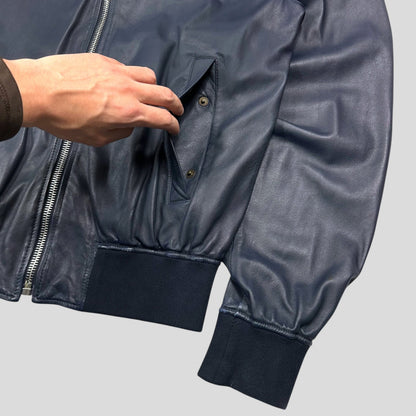 Dolce & Gabanna 00’s Blue Premium Leather Bomber Jacket - IT58 (XL)
