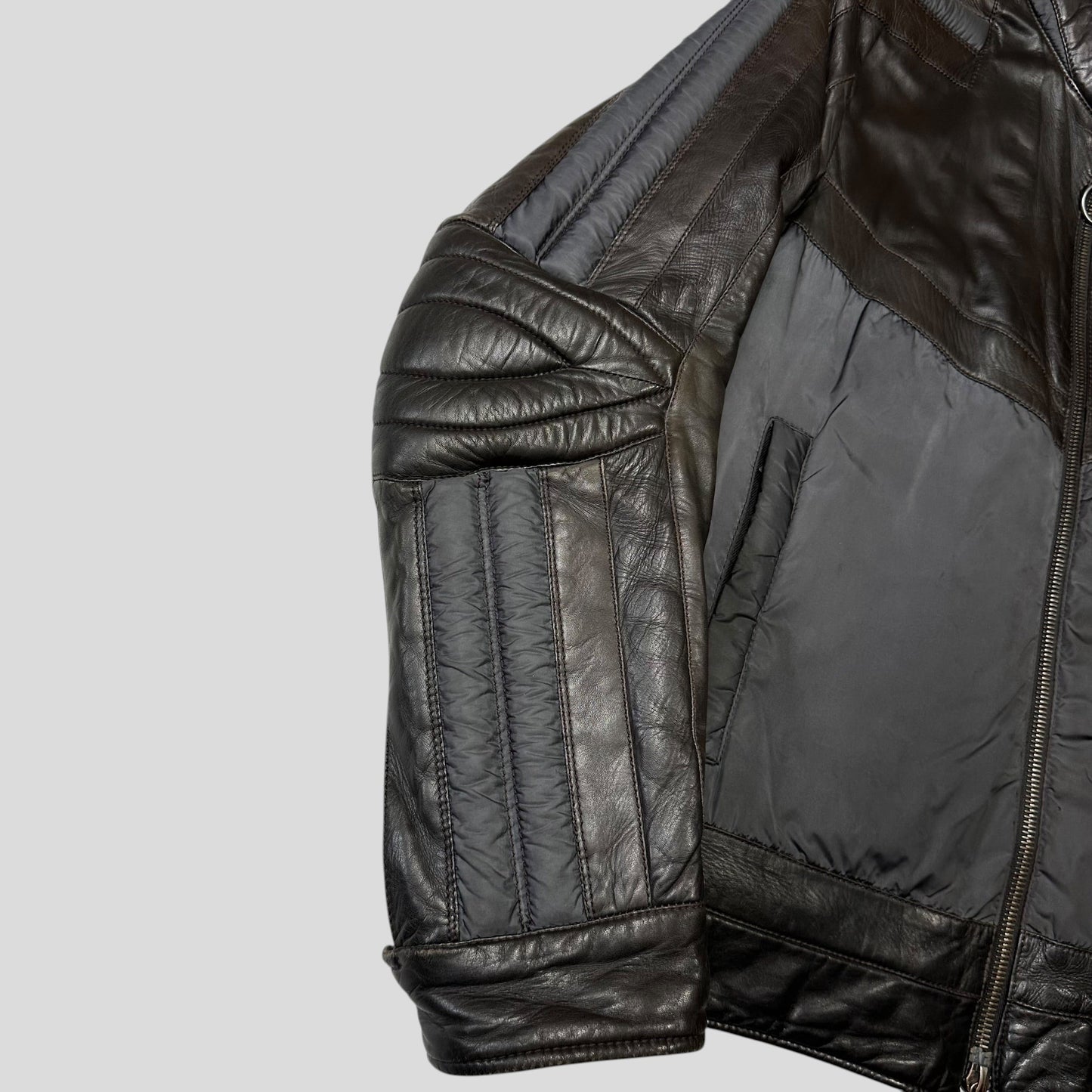 Prada Sport 00’s Leather + Nylon 3D Panelled Puffer Jacket - M/L | Default Title, Red