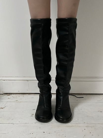 ANN DEMEULEMEESTER KNEE HIGH BOOTS (EU 40, FITS 41) | DEFAULT TITLE, Black