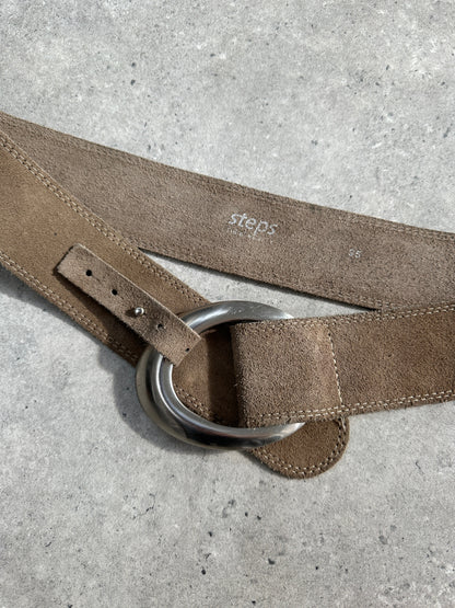 Vintage 1990s Circular Buckle Suede Belt - W38-42