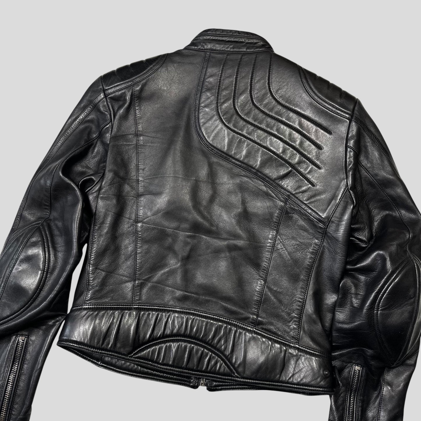 Gucci by Tom Ford AW00 Runway Spiral Leather Padded Moto Jacket - IT50 | Default Title, Black