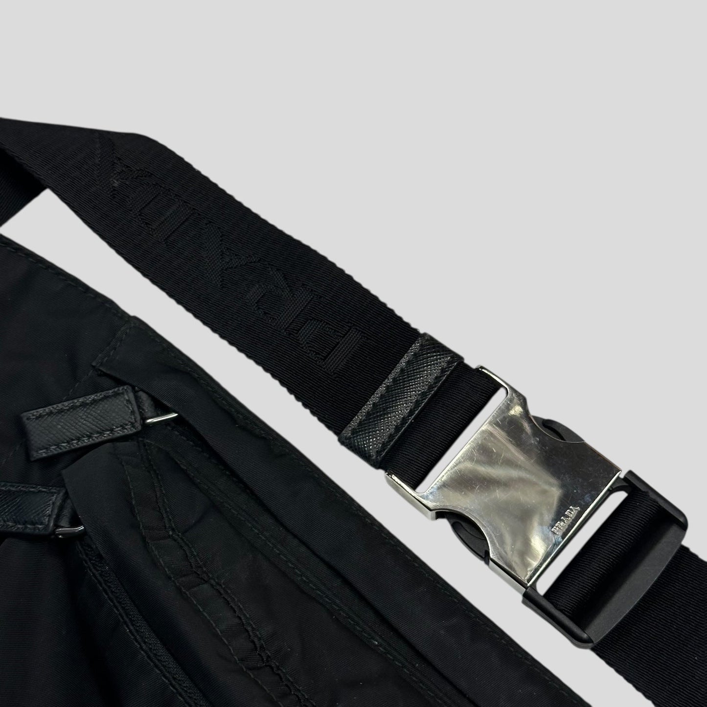 Prada Milano Plaque Logo Black Nylon Crossbody Beltbag