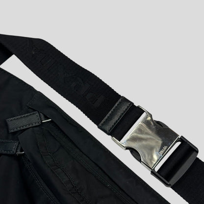 Prada Milano Plaque Logo Black Nylon Crossbody Beltbag