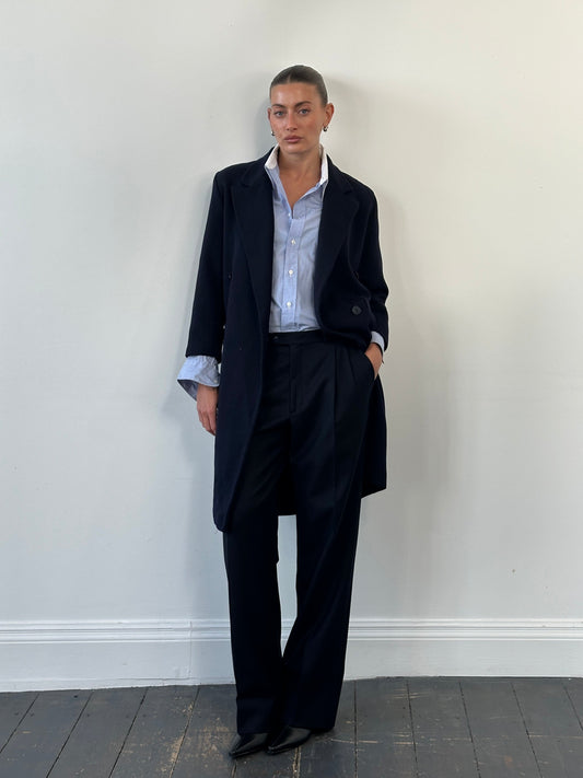 Christian Dior 1980s Pure Wool Double Breasted Coat - S