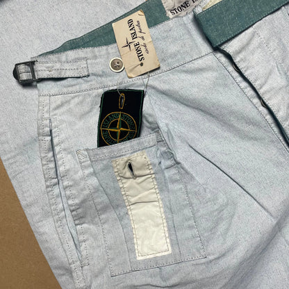S/S 1983 Ice Blue Plated Tela Stella Poachers Pants