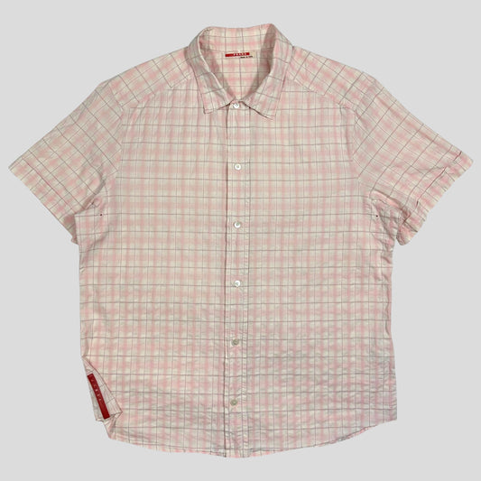 Prada Sport 00’s Pink Tartan Checker Ventilated Shirt - L/XL | Default Title, Multicoloured