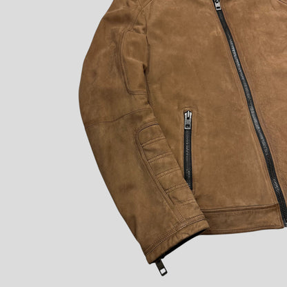 Hugo Boss Orange Leather Suede Moto Biker Jacket - M