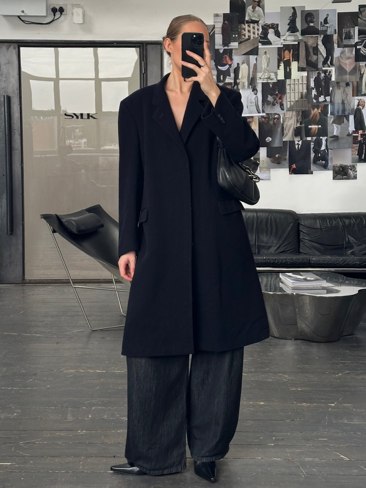 Vintage 1990s Wool Single Breasted Coat - L