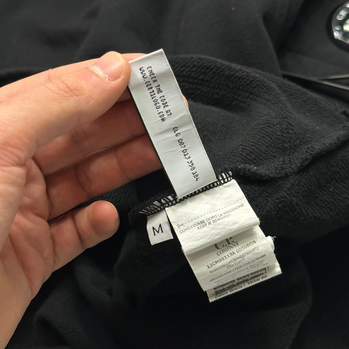 CP Company AW21 Nylon Panelled Lens Double Pocket Crewneck - M/L | Medium, Black