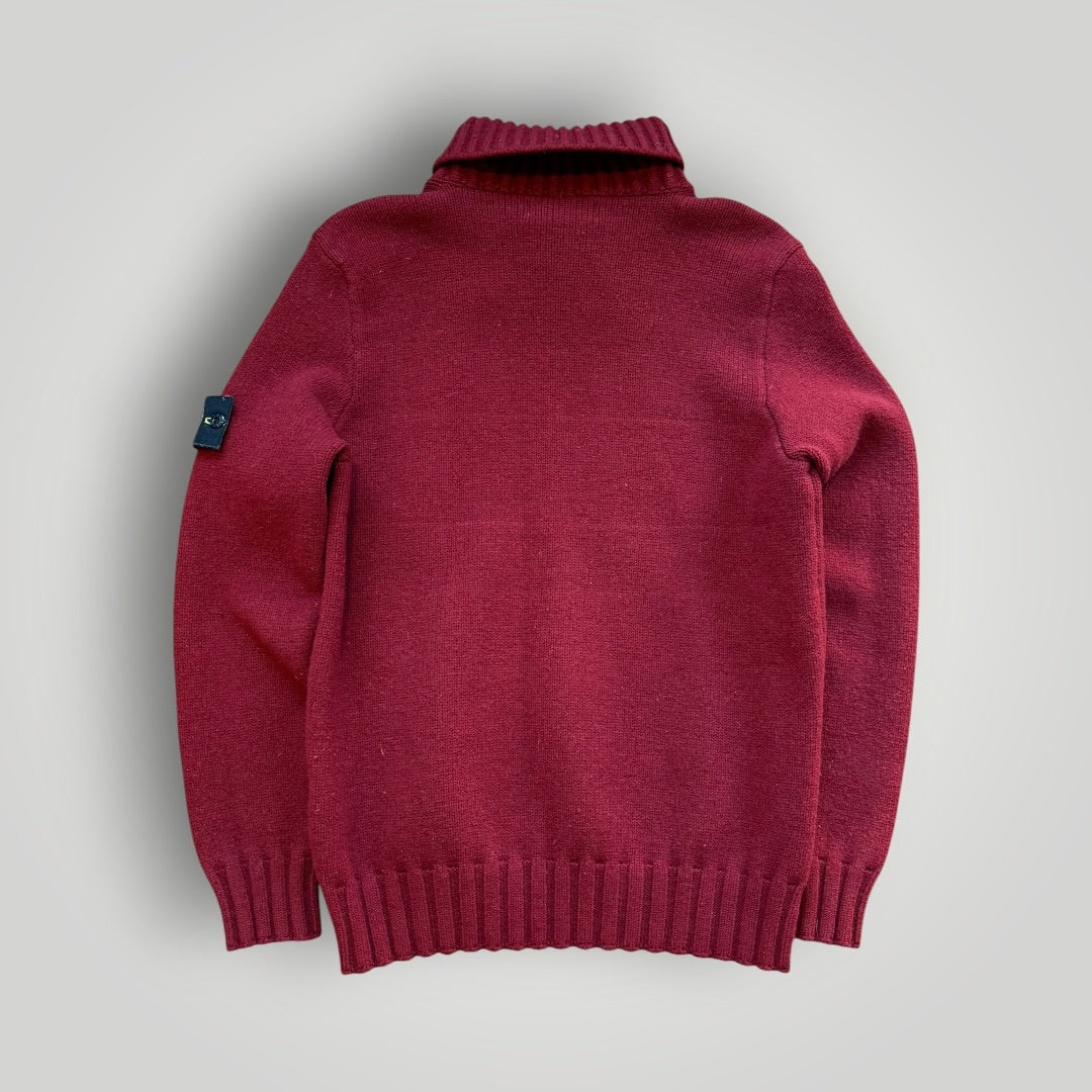 Stone Island AW/12 Shall Collar Lana Wool Knit Jumper L | O/S, Red