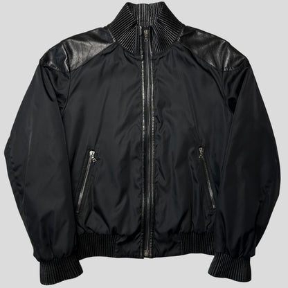 Prada Milano 2007 Gabardine Nylon + Leather Bomber Jacket - IT52 (L) | Default Title, Black
