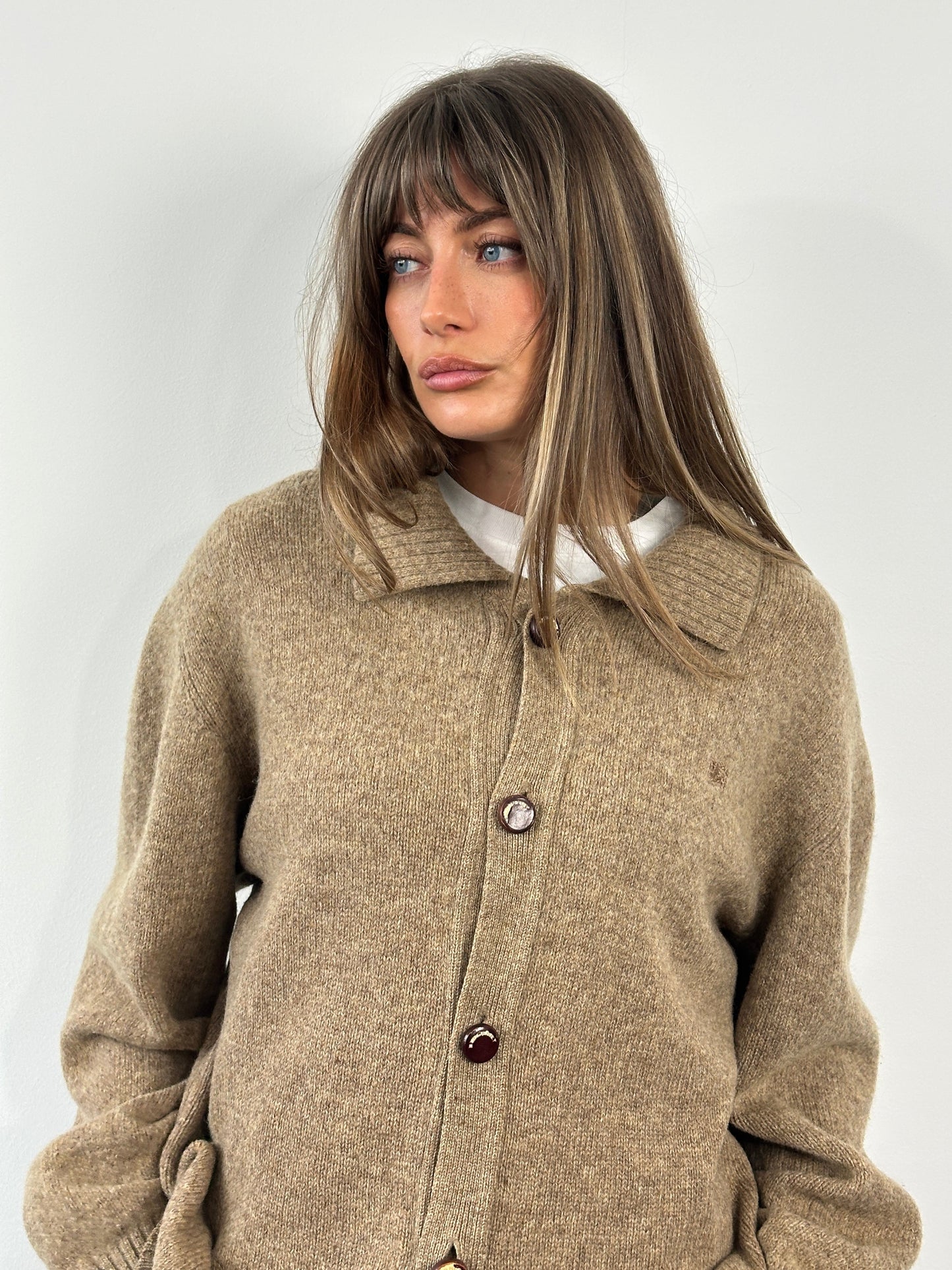 Burberry London 1990s Wool Knitted Logo Cardigan - XL