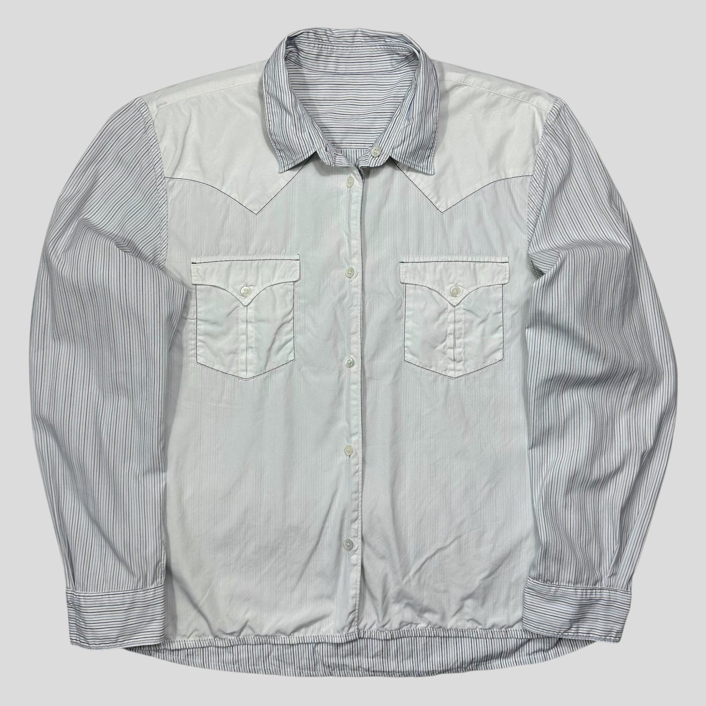 CDG SHIRT 00’s Reversible Embroidered Stripe Boxy Shirt - M/L