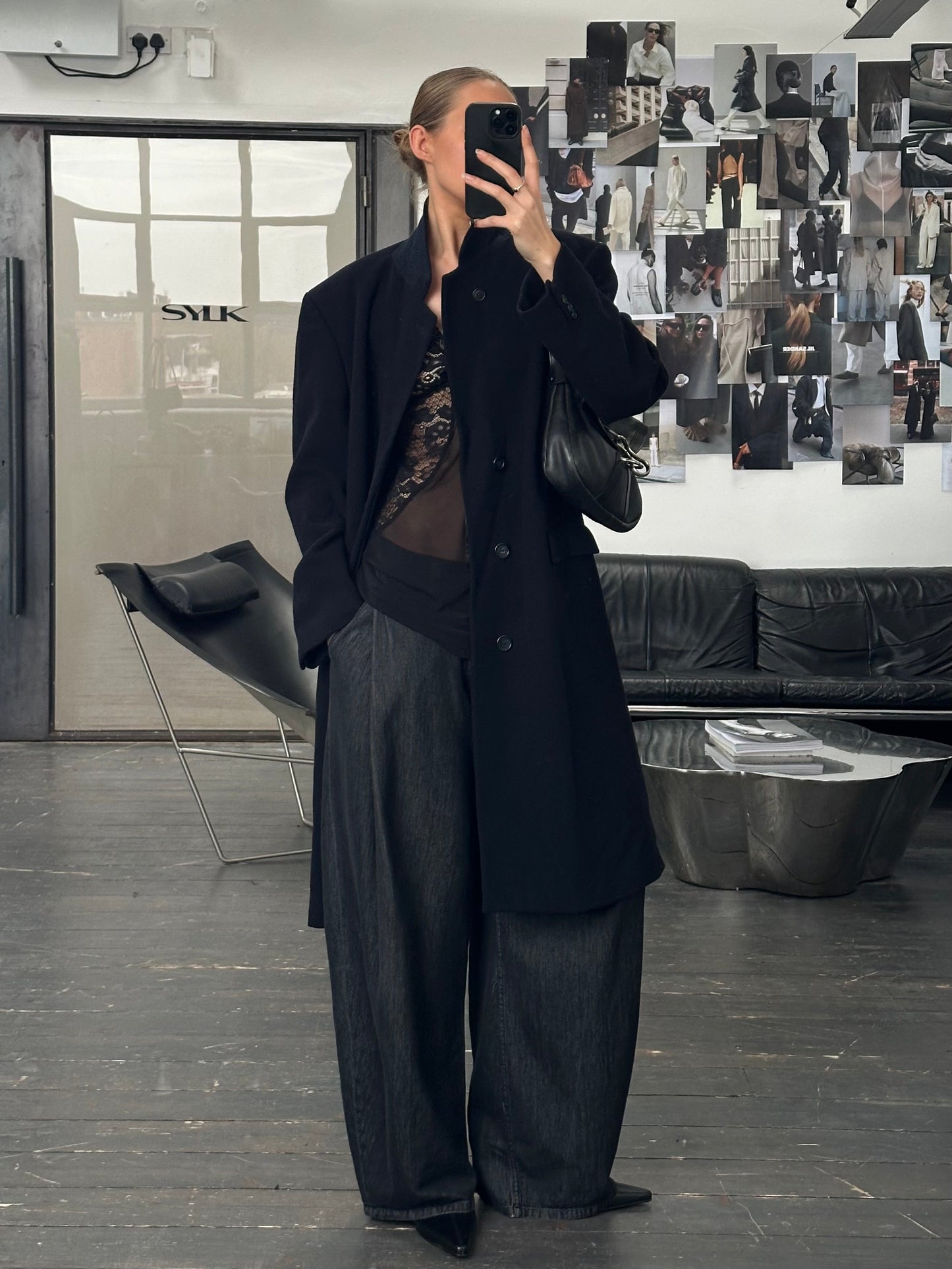 Vintage 1990s Wool Single Breasted Coat - L