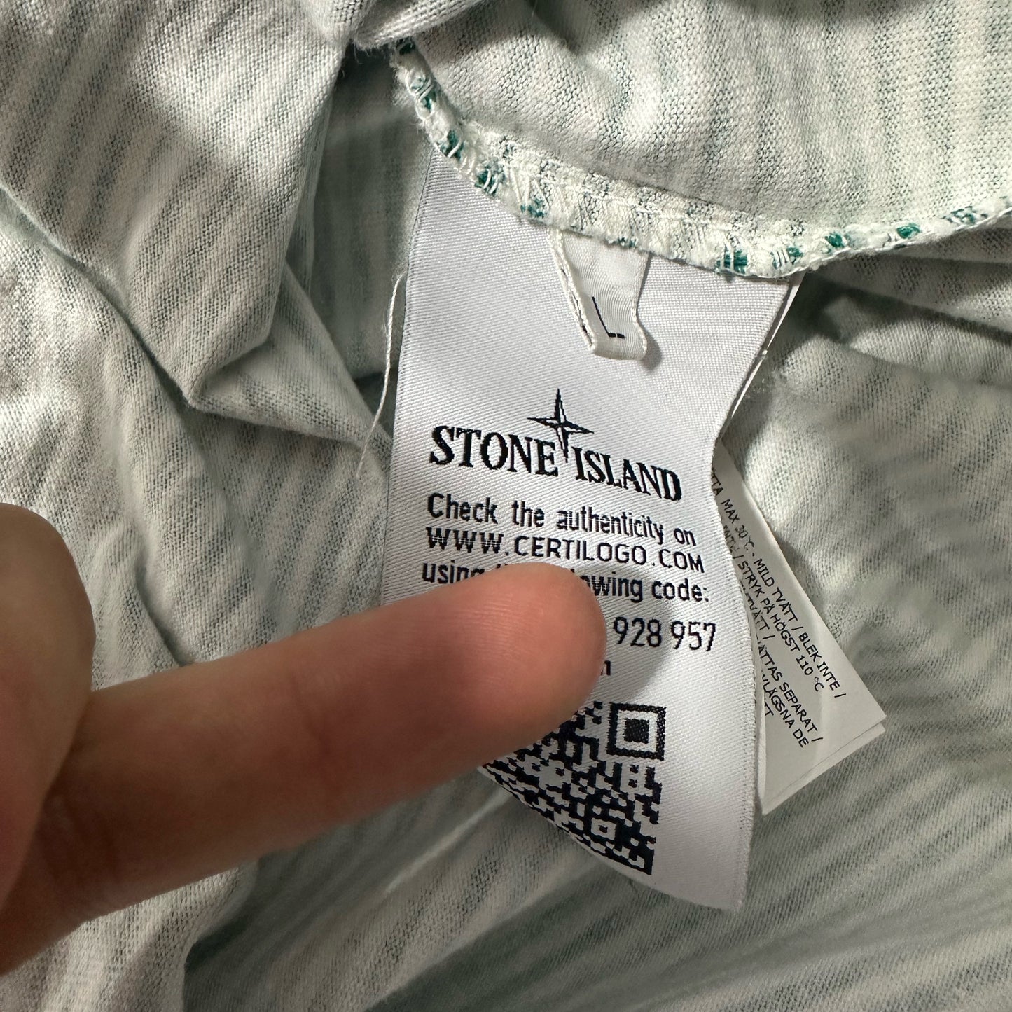 Stone Island x Supreme Striped Long Sleeved T Shirt with Spell Out Logo