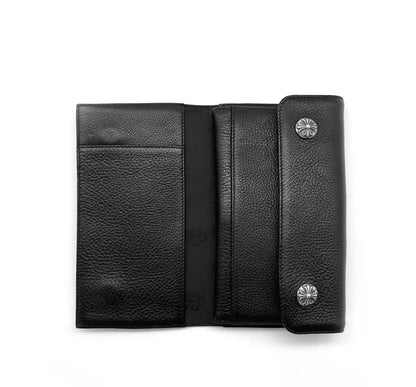 Chrome Hearts Wave Cross Ball Heavy Leather Long Wallet | O/S, Black