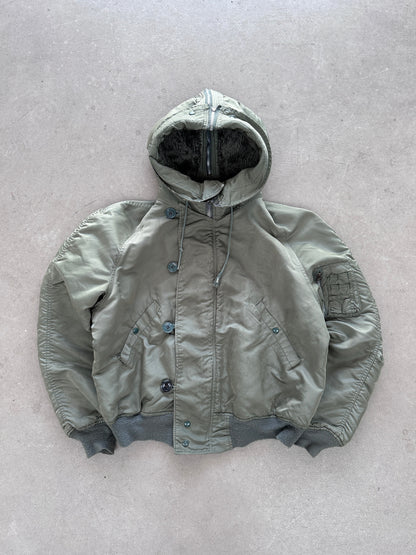 1990’s Alpha Industries Hooded Bomber - L | Large, Red