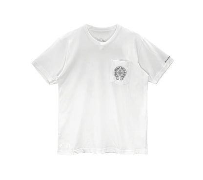 Chrome Hearts White Horseshoe Pocket Short Sleeve Tee | Large, White
