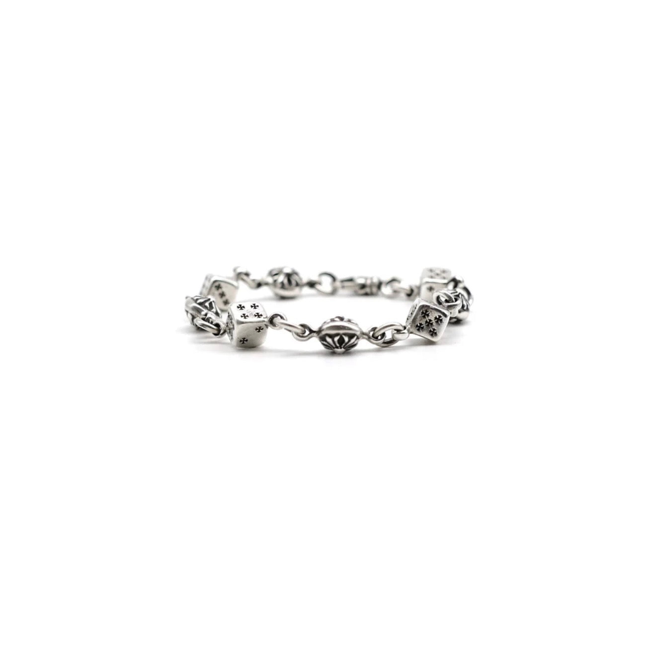 Chrome Hearts Dice Cross Ball Lobster Clasp Bracelet | O/S, Silver