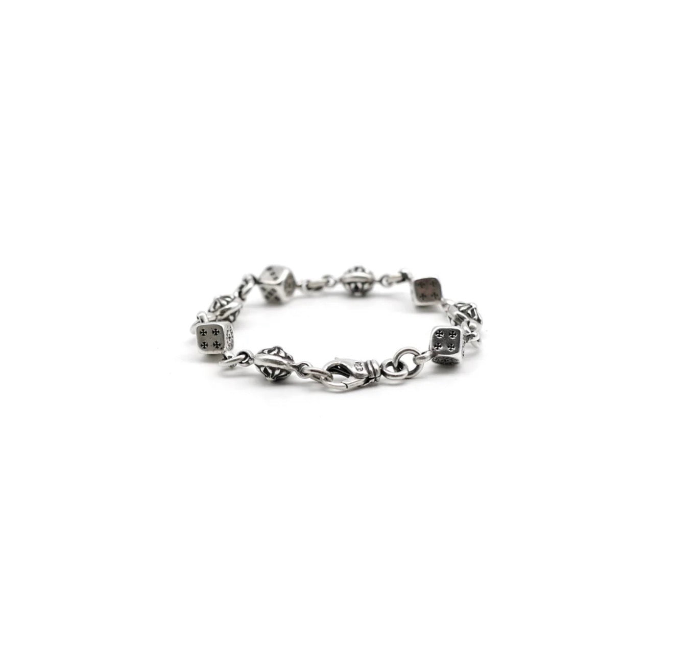 Chrome Hearts Dice Cross Ball Lobster Clasp Bracelet | O/S, Silver