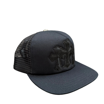 Chrome Hearts Triple Cross Cemetery Hat Pony Hair | O/S, Black