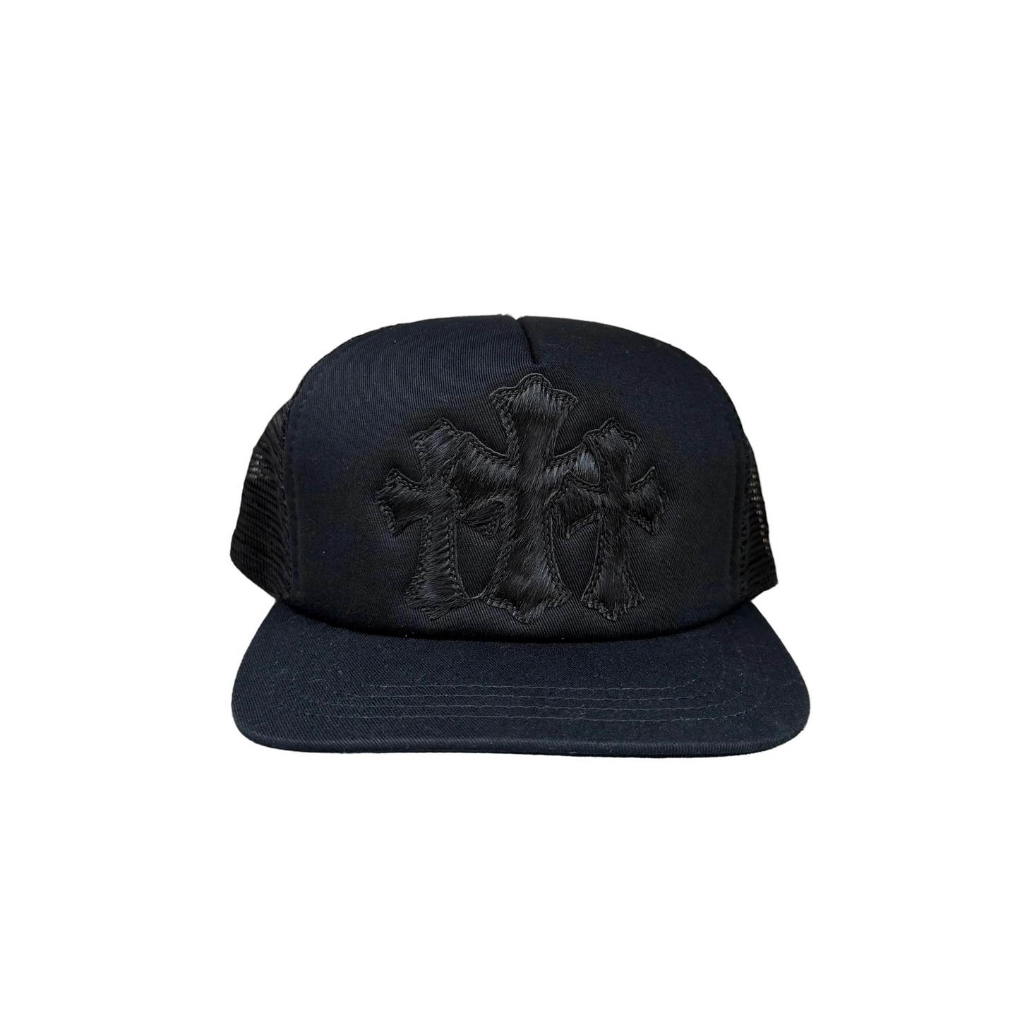 Chrome Hearts Triple Cross Cemetery Hat Pony Hair | O/S, Black