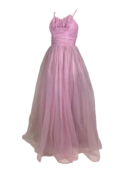 1950s Lee Delman pink tulle gown