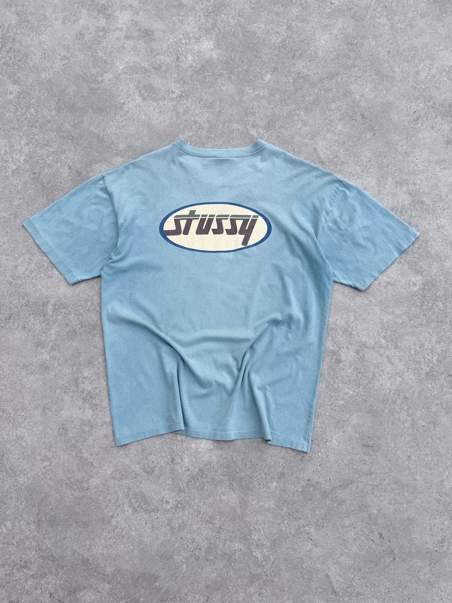 stussy 1990s single stitch graphic t-shirt (l) | Large, Blue