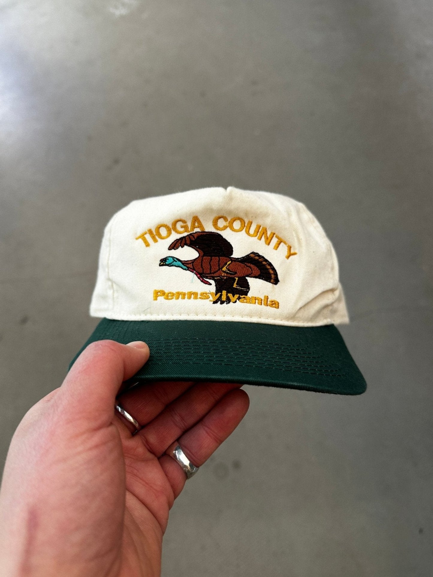 1990’s Tioga County Cap | O/S, Beige, Green