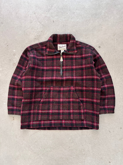 1990’s Woolrich Half Zip Woollen Flannel - L | Large, Red