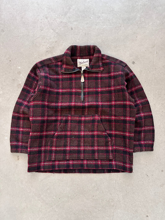 1990’s Woolrich Half Zip Woollen Flannel - L | Large, Red