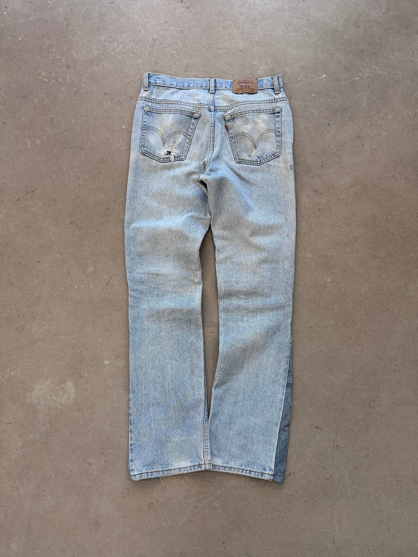 1990's Levi's 550 Orange Tab Repaired Jeans - 32 x 34 | W34, Multicoloured