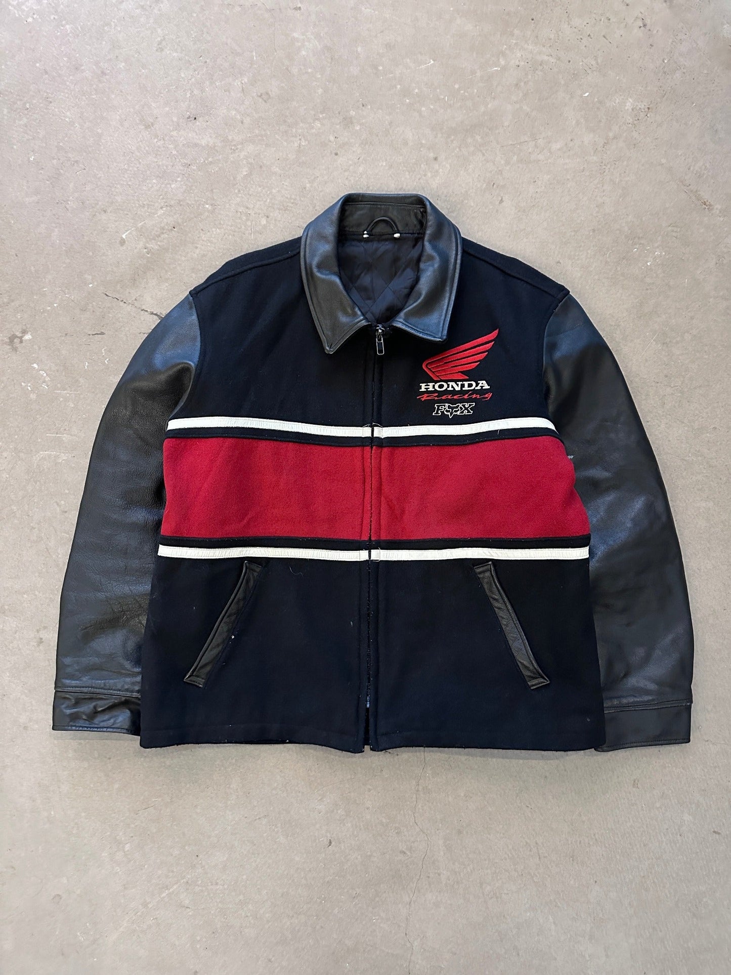 1990's Honda Fox Lined Varisty Jacket - XL | X-Large, Red