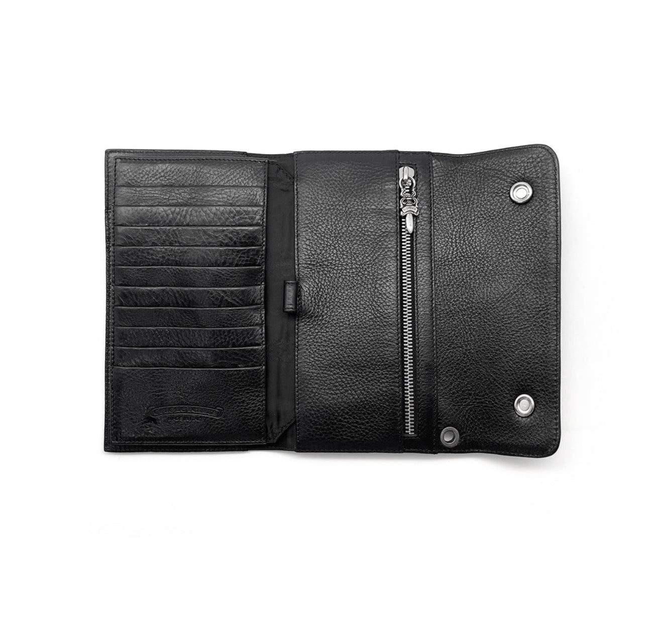 Chrome Hearts Wave Cross Ball Heavy Leather Long Wallet | O/S, Black