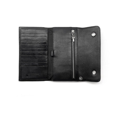 Chrome Hearts Wave Cross Ball Heavy Leather Long Wallet | O/S, Black