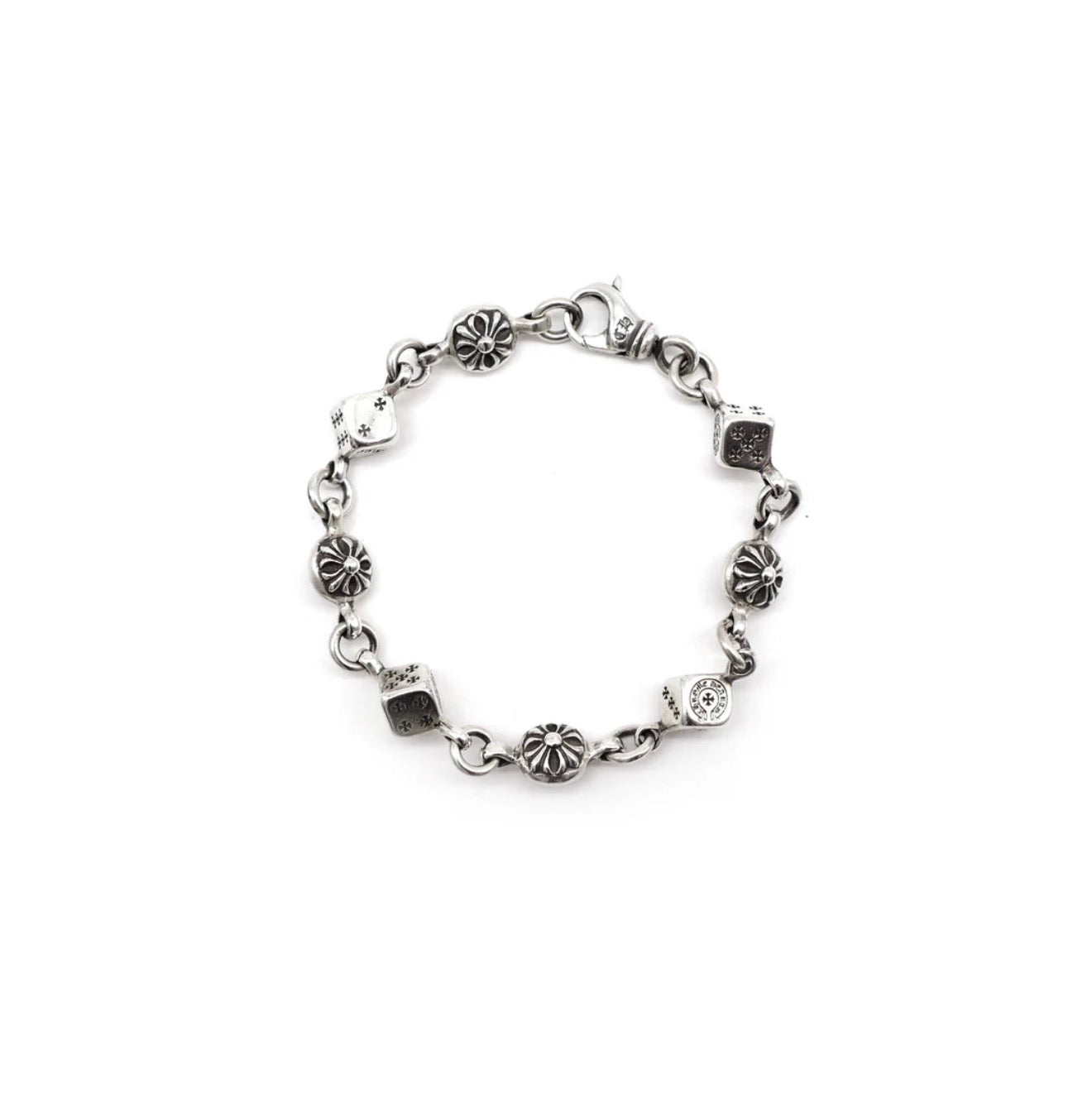 Chrome Hearts Dice Cross Ball Lobster Clasp Bracelet | O/S, Silver