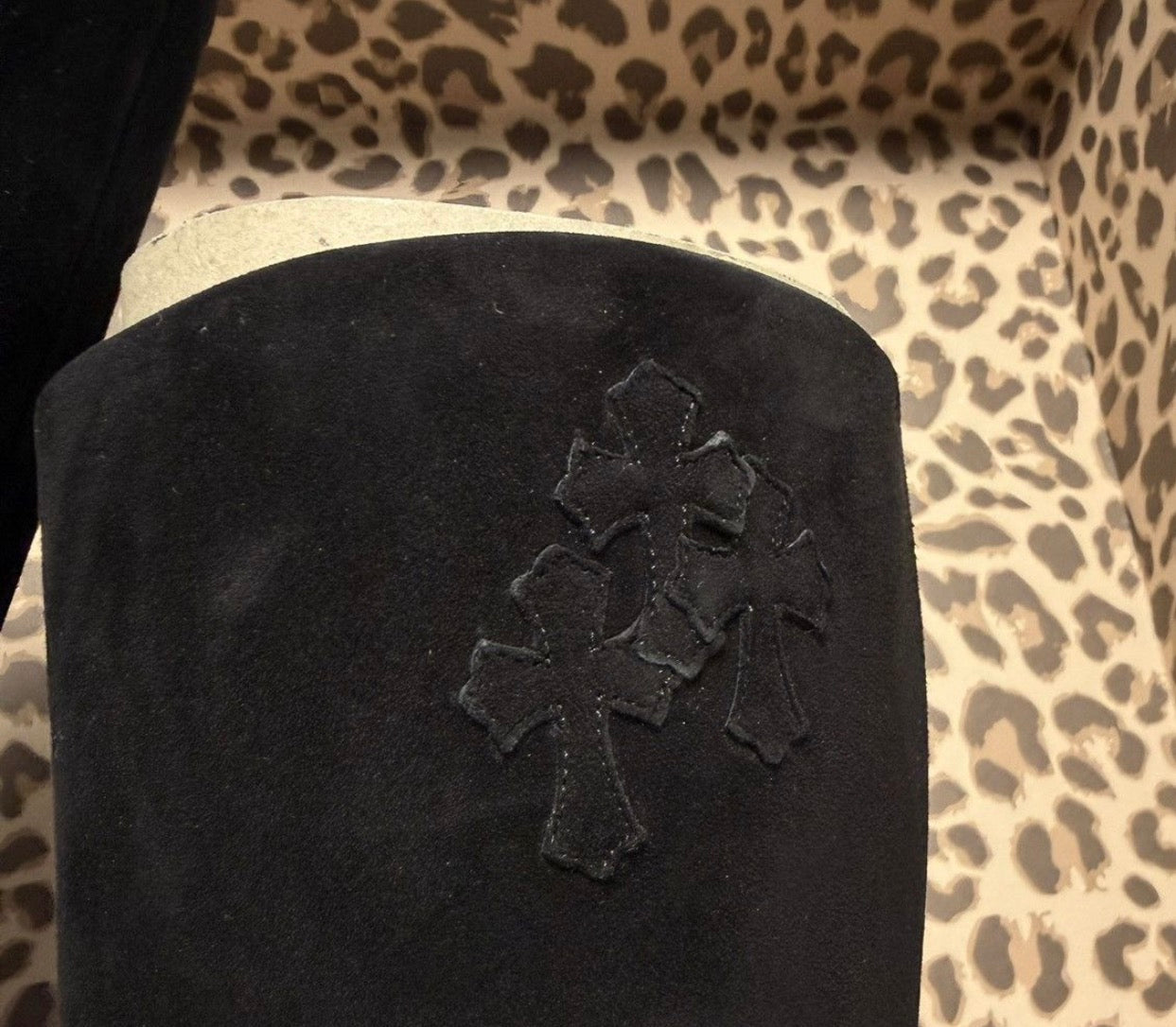 Chrome Hearts Sugar Jones Suede Triple Cross Black Boots | UK 39, Black