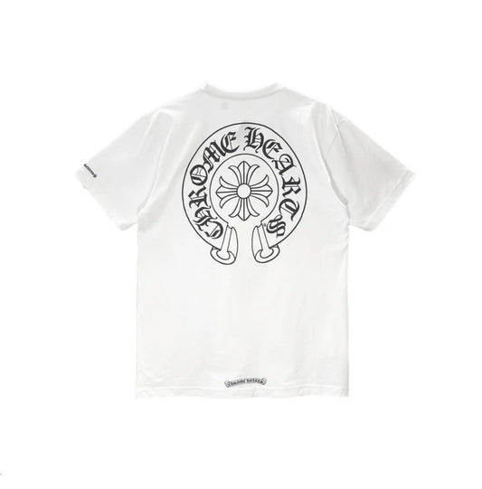 Chrome Hearts White Horseshoe Pocket Short Sleeve Tee | Large, White