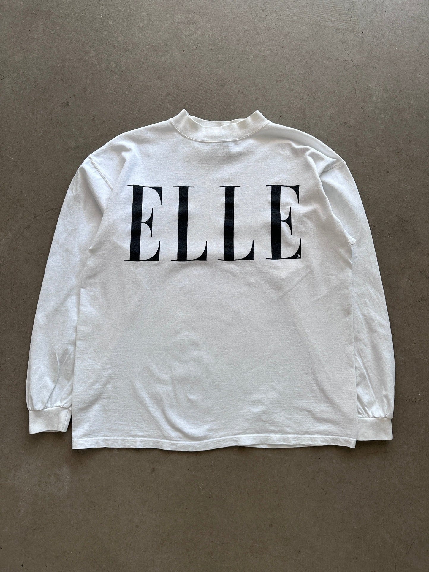 1990's ELLE Long Sleeve Mock Neck T-Shirt - L | Large, Red