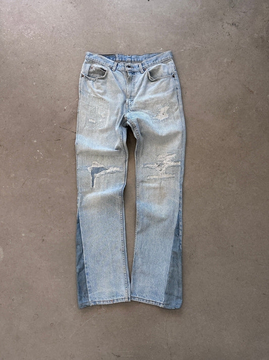 1990's Levi's 550 Orange Tab Repaired Jeans - 32 x 34 | W34, Multicoloured