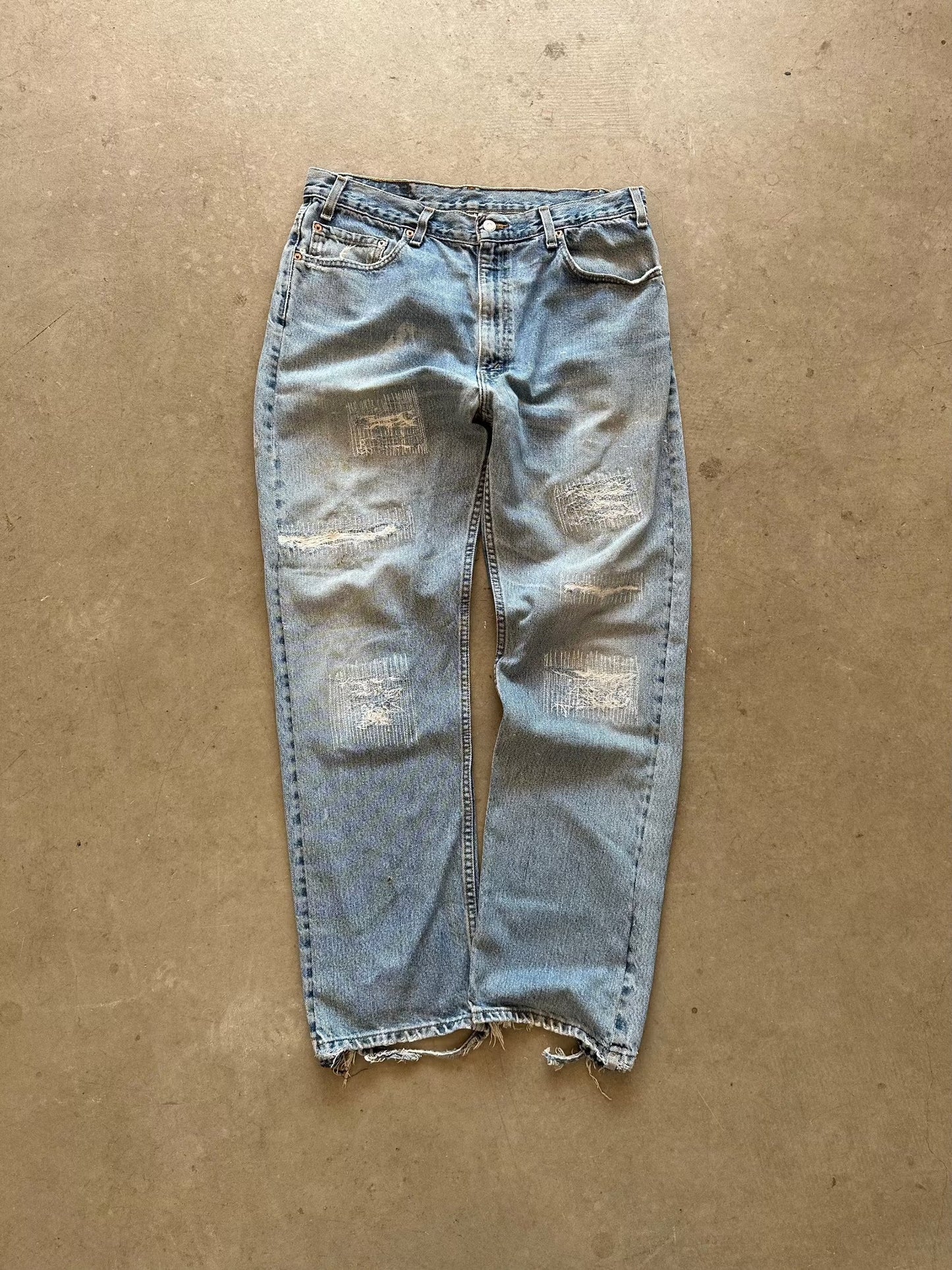 1990's Levi's 505 Repaired Jeans - 36 x 30 | W35, Red