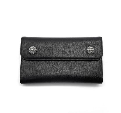 Chrome Hearts Wave Cross Ball Heavy Leather Long Wallet | O/S, Black