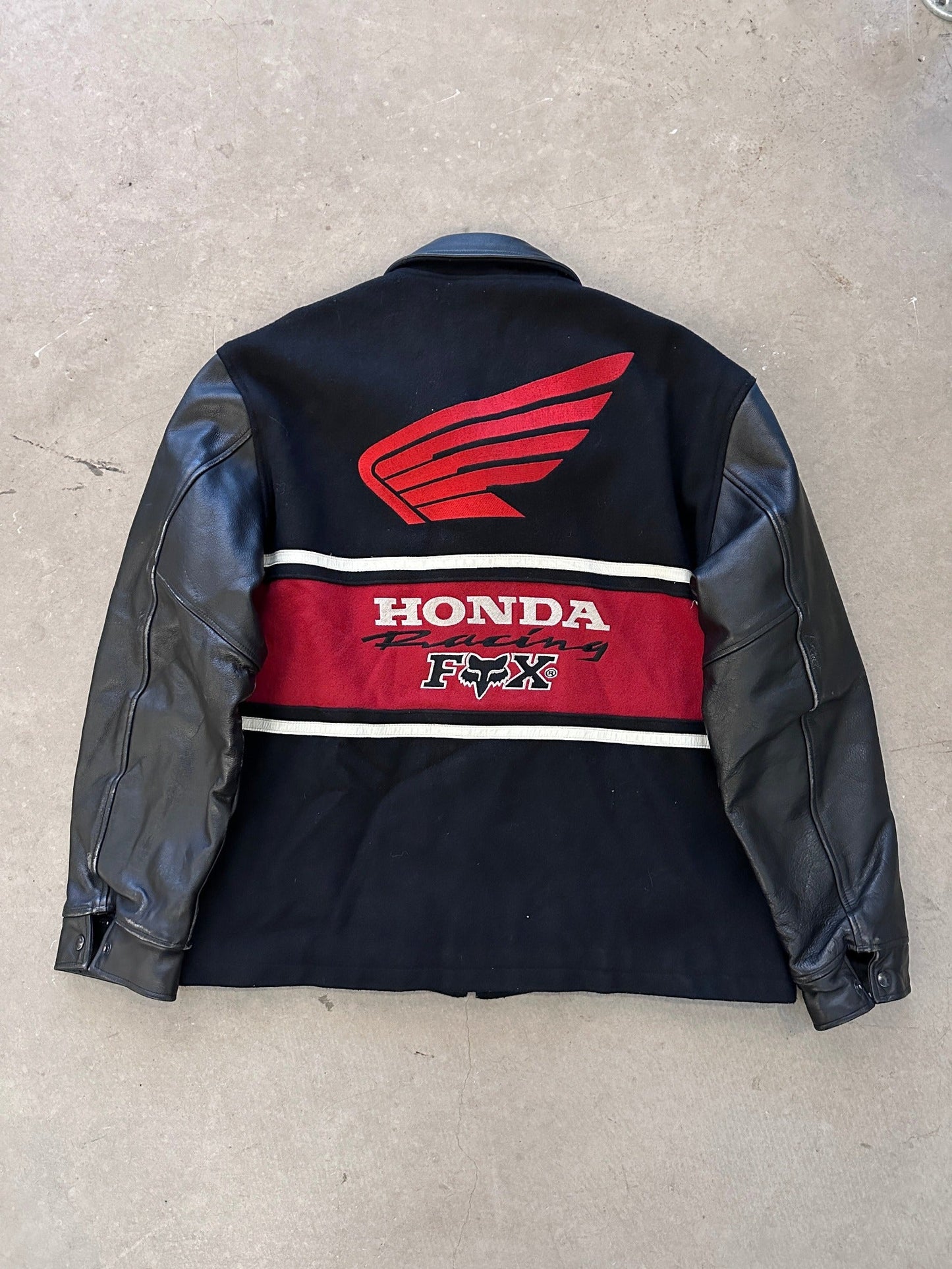 1990's Honda Fox Lined Varisty Jacket - XL | X-Large, Red