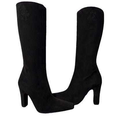 Chrome Hearts Sugar Jones Suede Triple Cross Black Boots | UK 39, Black