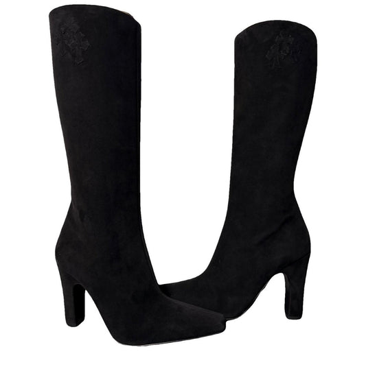 Chrome Hearts Sugar Jones Suede Triple Cross Black Boots | UK 39, Black