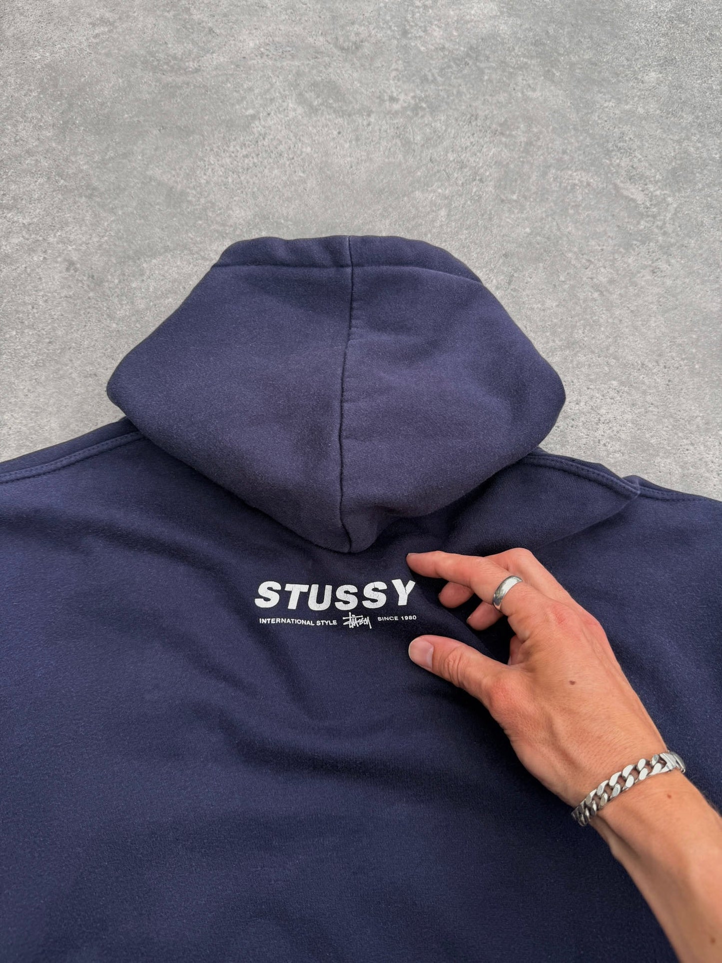 stussy 2000s heavyweight graphic hoodie (l) | Default Title, Navy