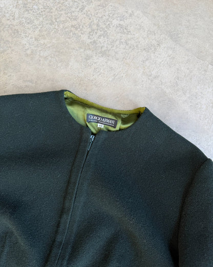 Giorgio Armani Forest Green Wool Jacket – XS/S-on a concrete background