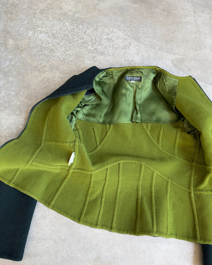 Giorgio Armani Forest Green Wool Jacket – XS/S-on a concrete background