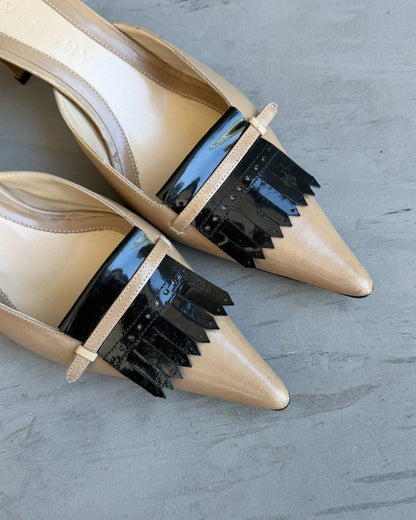 Givenchy Beige Leather Kitten Heel Mule – EU 37.5-on a concrete background